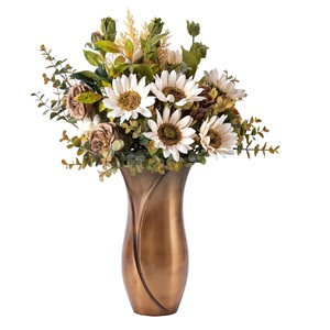 Brass Flower <b>Vase</b> with Handcrafted Floral Art Decorative Metal Pot for Flowers and Home Styling Ideas - Product Image 1