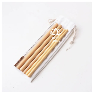 Eco Premium Custom Biodegradable Bamboo <b>Drinking</b> <b>Straw</b> Set Blue Lotus - Product Image 1