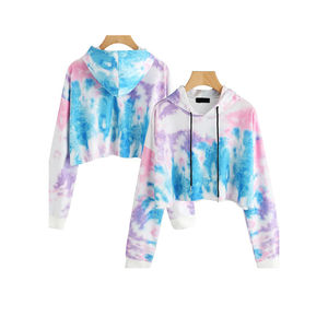 Wholesale 100% Cotton Women's Pullover <b>Hoodie</b> Custom Graphic <b>Christmas</b> Cup Flash Tie Dye Design Rhinestone Crochet Crop Washed - Product Image 1