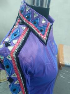 100 pour cent de verre matériel Western Showmanship chemise d'équitation équestre lavande Stretch taffetas Blings cheval de haute qualité - Product Image 6