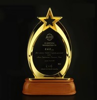 Trophées et plaques en forme de feuille en verre cristal étoiles claires personnalisées de haute qualité avec logo personnalisé