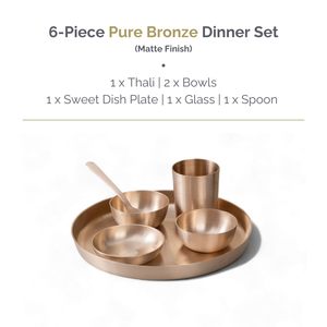 Juego de Platos Thali de Bronce de 6 Piezas, Fabricante Indio, Colección Sólida para el Hogar y Restaurantes, Juego de Platos Thali de Bronce - Product Image 4