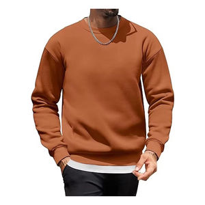 Men Custom Winter Embroidered French Terry Fleece Drop Shoulder <b>Mock</b> <b>Neck</b> Hoodies Sweatshirts High Quality Cotton Crewneck - Product Image 4