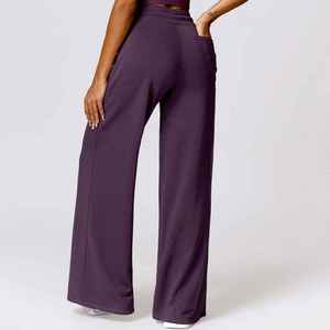 Pantalones Deportivos de Mujer para Invierno, de Encaje, con Frente Plano, Estilo Cargo, Negros, de Pierna Ancha, con Forro Polar, Cintura Alta, Bolsillos, Ajuste Holgado, Suaves, de Algodón, Casuales, para Estar en Casa - Product Image 4