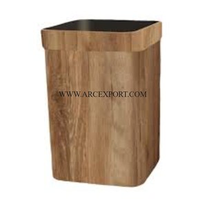 Cubo de basura de Interior para el hogar de gran tamaño, cubo de basura de madera marrón hecho a mano, respetuoso con el medio ambiente, nuevo y elegante - Product Image 1