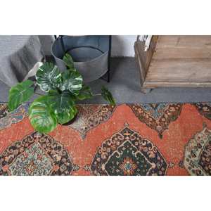 พรมสไตล์ตุรกีโบราณสีส้มสีเขียว12.6ft ขนาด10มม. ดีไซน์งานเย็บปะวัสดุขนสัตว์หนุนหลังสำหรับห้องนอนในบ้านขนาด3.4มม. - Product Image 5