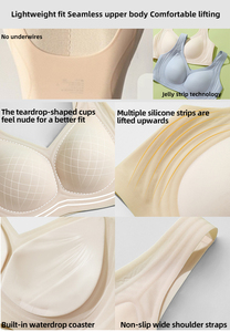 All'ingrosso e OEM abbigliamento da donna Jelly Stripe <span class=keywords><strong>senza</strong></span> soluzione di continuità reggiseno sottile biancheria traspirante <span class=keywords><strong>senza</strong></span> <span class=keywords><strong>ferretto</strong></span> pizzo tessuto resistente - Product Image 5