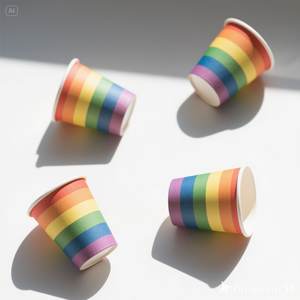 Eco Friendly Rainbow Vaso de papel 8 oz 50 paquetes desechables y elegantes - Product Image 1