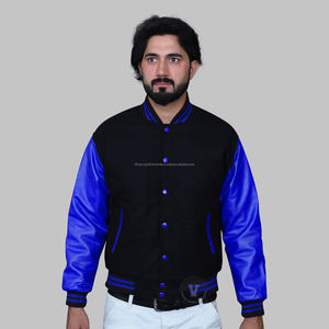 Veste de baseball universitaire personnalisée de haute qualité pour hommes avec manches en cuir Décoration de poche style course à pied - Product Image 4