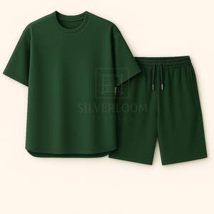 Ensemble décontracté deux pièces d'été pour hommes | T-shirt à manches courtes et short | Tissu léger et respirant | Logo personnalisé et couleur disponible - Product Image 2