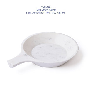 Bol en marbre blanc économique avec poignée Plateau de service de cuisine et de salle à manger chic Vaisselle en pierre naturelle de qualité supérieure - Product Image 3