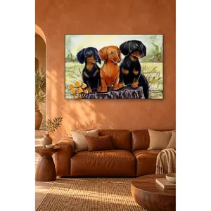 Impression sur toile Fida : Trois chiots de teckel sur un bois - Product Image 4