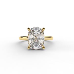 Elegant Cushion Cut Lab <b>Diamond</b> <b>Ring</b> Plain Band 14kt Yellow Gold - Product Image 1