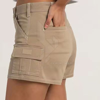 Celana Pendek Wanita Kasual Pinggang Tinggi Bahan Katun 100% Bernapas Cepat Kering Ramah Lingkungan Model Cargo dengan Ikat Pinggang Elastis dan Loop, Cocok untuk Perjalanan, Dapat Dipesan Sesuai Keinginan