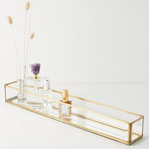 Desktop Gold Frame <b>Perfume</b> Cosmetic Brush Storage Box Lipstick Nail Polish Glass Box <b>for</b> <b>Girls</b> Fashion Organizer Storage Box - Product Image 4