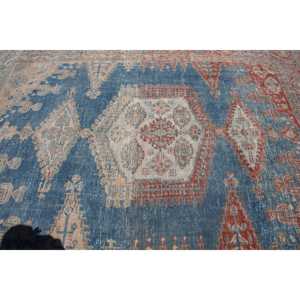 Alfombra Turca Vintage de 7.8x9.6 pies, Alfombra Extra Grande, Alfombra Azul Sólida - Product Image 4