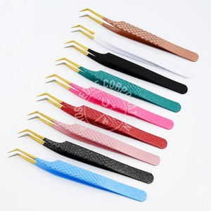 Best Seller Fiber Tip Lash Tweezers 45 Degree Volume Boot Tweezer Fine Tip Isolation Eyelash Extension Professional <b>Tool</b> - Product Image 1