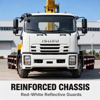 Grue montée sur camion ISUZU GIGA 4x2 avec flèche hydraulique droite HWHC, étais de type H et benne basculante pour levage de charges de construction