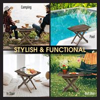 Ensemble de 2 tables d'appoint pliantes pour l'extérieur Table d'appoint en bois pour patio, chambre, salon ou petits espaces 18 "x13 naturel 1 pièce