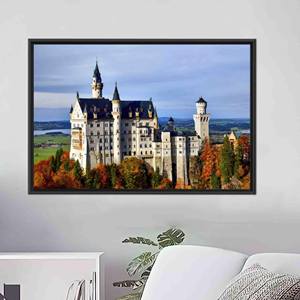 Printed <b>Canvas</b>: City Landscape Art, Boho Decor, Castle Wall Art,1P:Black <b>Framed</b> - Product Image 1