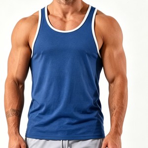Men tank <b>top</b> Men's Blue Solid Color Breathable O-Neck Knitted Tank <b>Top</b> Casual Sleeveless <b>Vest</b> premium quality men tank <b>top</b> - Product Image 1