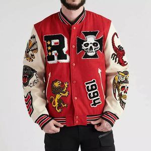Chaqueta Varsity de Invierno para Hombre, Fabricada por OEM/ODM, 100% Algodón, Mangas Personalizadas, Chaqueta Universitaria de Béisbol con Letras Bordadas, Cierre Frontal, Venta al Por Mayor - Product Image 2