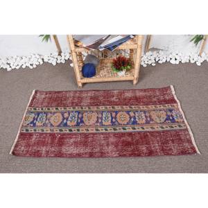 Classique Rouge Bleu Boho Patchwork Laine Tapis 2,3X3,9 pieds Rectangulaire Latex Soutenu pour Salon Entrée Couloir 3D Viscose - Product Image 1