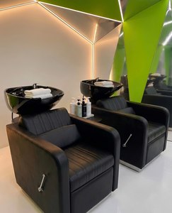 Contemporary Salon Furniture Set Metal Hairdressing Chairs With <b>Mirrors</b> And Reception <b>Desk</b> For Commercial Use - Product Image 5