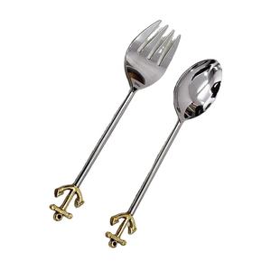 Diseño moderno de lujo para servidor de ensalada, cuchara, tenedor, utensilios elegantes chapados en oro y plata, juego de Metal para acabado, 2 para cocina, Hotel, cena - Product Image 1
