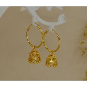 Indian Traditional Jali Design <b>Gold</b> Plated Lightweight Ethnic Wedding Bali Jhumki for <b>Women</b> & Girls Artificial Fashion Earrings - Product Image 2