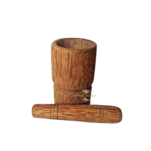 Bulk Supply Coconut Wood Mortar and Pestle Durable Natural Kitchen Accessory - Product Image 4
