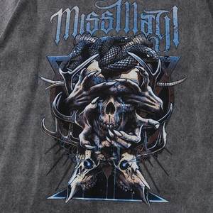 NO MOQ camiseta vintage de algodón con estampado de lavado ácido pirograbado personalizado - Product Image 4