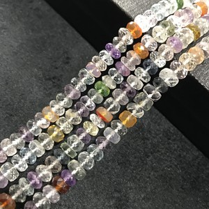 Perles Rondelles Multicolores Facettées 100% Naturelles Certifiées IGI Grade AA 6-8mm, Pierres Précieuses Vivaaz Multicolores Multifeu pour Bijoux - Product Image 1