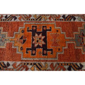 Turkish <b>Runner</b> <b>Rug</b> 3.1x10.8 ft, Orange Southwestern Vintage Wool <b>Rug</b> - Product Image 5