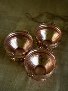 Tambat Handbeaten Copper Gangal <b>Small</b> Set of 3 Round Gangalam Home Decor Traditional <b>Bowl</b>.Copper Serveware centerpiece - Product Image 3