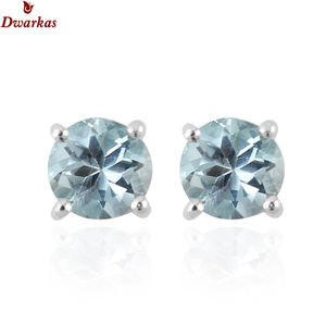 Pendientes de diseño clásico y sencillo, plata de ley 925, topacio azul, pendientes de tuerca, fabricante mayorista, pendientes de bajo precio - Product Image 2