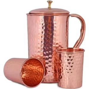 Pichet artisanal traditionnel Offre Spéciale avec verres Ensemble d'eau ayurvédique en cuivre pour la santé - Product Image 2