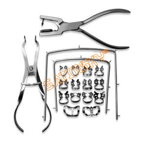 Kit de Digue Dentaire en Caoutchouc, Pinces à Digue, Pince Perforatrice, Fournitures Endodontiques, Outils d'Isolation Dentaire, Manuel, Acier Inoxydable, CE - Product Image 1