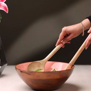 Cuenco de madera impreso pintado a mano artístico, centro de mesa decorativo para exhibición de comedor de cocina y Decoración elegante del hogar - Product Image 5