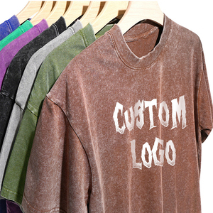 Camiseta Extra Grande para Hombre de Alta Calidad 100% Algodón |   Tela Lisa Lavada con Ácido de 250-300GSM |   Ropa Urbana con Logotipo Personalizado - Product Image 3