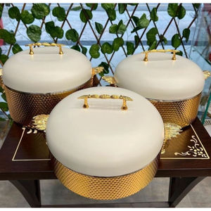 Nueva Llegada Moderna Vajilla Comida Postre Exhibición Vajilla Cazuela Plato Acero Inoxidable Con Mango Dorado Comida Caliente Olla - Product Image 4