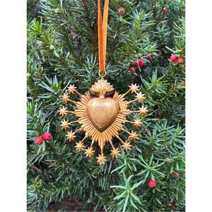 Adorno Milagroso de Corazón Sagrado en Metal Dorado Vintage, Hecho a Mano, con Relieve de Amor, Exvoto, Decoración de Pared Estilo Antiguo para el Hogar - Product Image 2