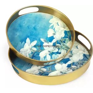 <b>White</b> Color Enamel Finished From Inside Oval Shape Acacia <b>Wood</b> Luxury Serving <b>Tray</b> From Indian Manufacturer in Impressive Price - Product Image 3