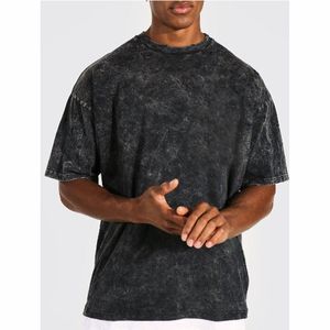 Camiseta para hombre Vintage Acid Wash T Shirt Custom Cut and Sew T Shirt 100% Cotton Graphic Printing Heavyweight Acid Washed - Product Image 1