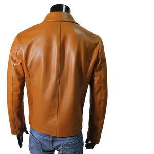 Venta al por mayor Chaqueta de cuero de gamuza Cuello redondo Color beige Chaqueta de manga larga con bolsillo con cremallera Bordes acanalados Chaqueta con cierre de cremallera - Product Image 2