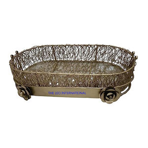 Golden Plated Basket Direct Factory Rate Round Shape Gold Metal <b>Gift</b> <b>Hamper</b> Basket High Quality Metal Customized Basket - Product Image 6