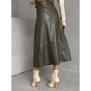 Faldas de Cuero Color Caqui con Cinturón para Mujer Topshow - Producto al por Mayor - Product Image 1