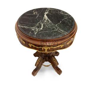 Table d'entrée classique de luxe en marbre, bois et laiton - Product Image 1