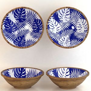 Cuenco redondo de madera hecho a mano para servir, pegatina natural y esmaltada, artículos de servicio de mesa para fiesta, sopa, ensalada o servicio de comida - Product Image 1