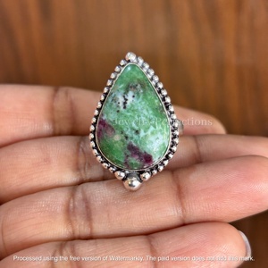 Anillo Ovalado de Plata de Ley 925 al por Mayor, con Gema Original de Rubí Zoisita, Joyería de Moda para Fiestas a Precio de Fábrica - Product Image 3